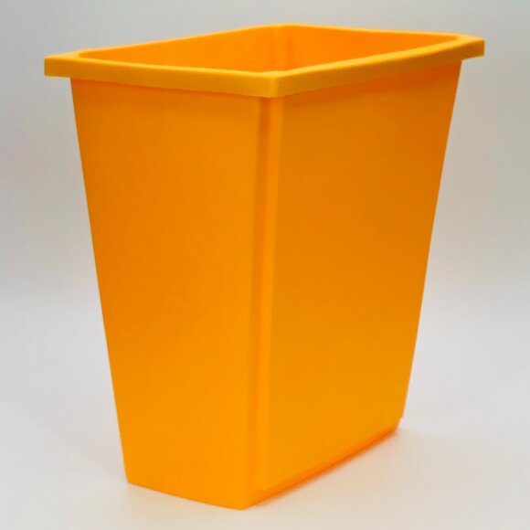 Vintage 60s STERILITE Yellow Plastic Trash Can: Triple Silver Starburst - MCM - Picture 5 of 13